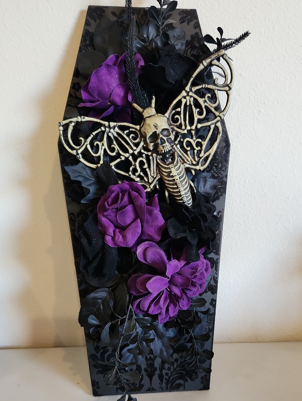 Halloween DECOR Black and Purple Gothic Floral  Skelton- SPIRIT OF HALLOWEEN